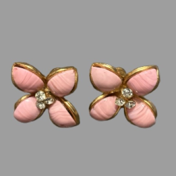 Vintage Paste & Rhinestone Screw-back Earrings - Picture 6 of 8